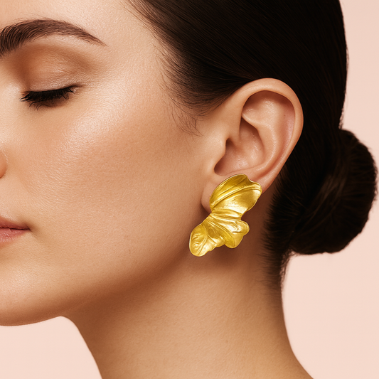 Golden Butterfly Wing Studs Earrings