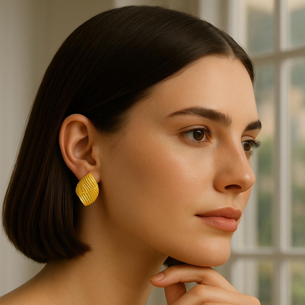Golden Weave Studs Earrings
