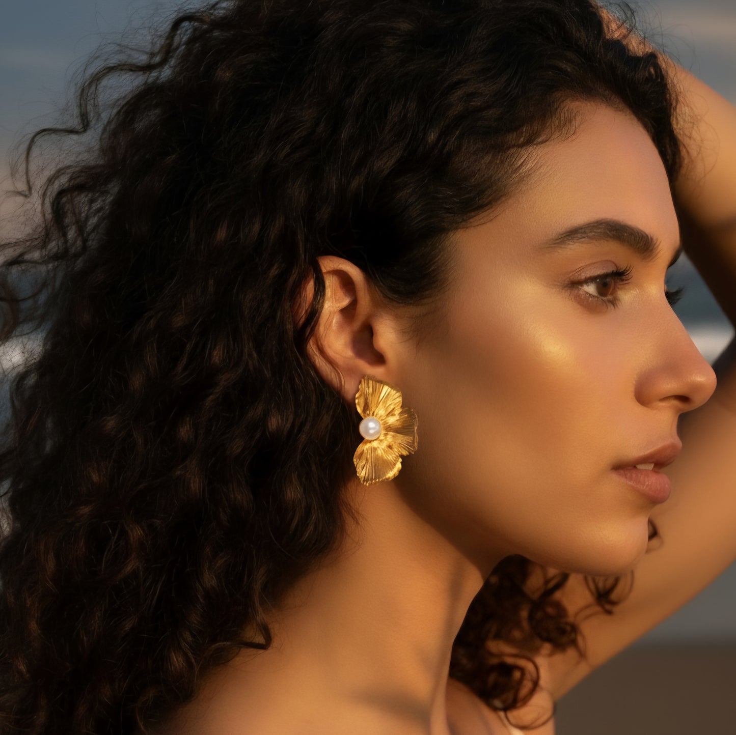 Sculpted Gold Heart Earrings