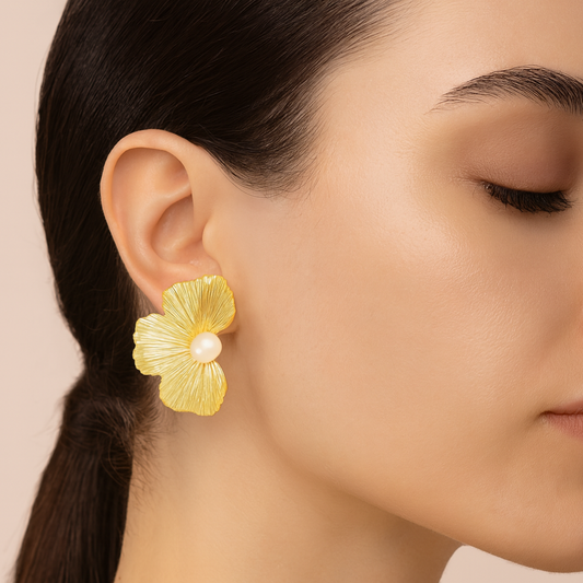 Sculpted Gold Heart Earrings