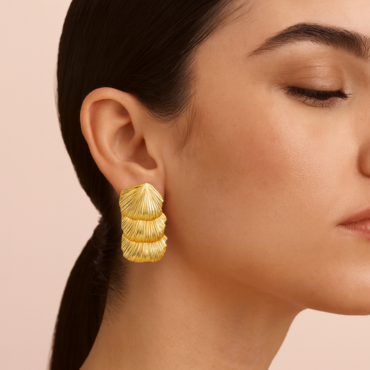 Gold Crinkle Studs Earrings