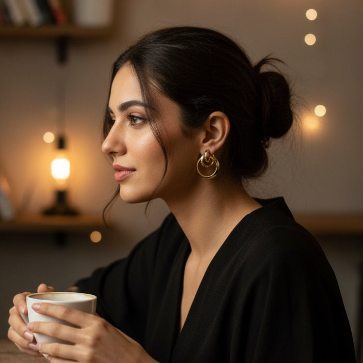 Linked Luster Hoops Earrings