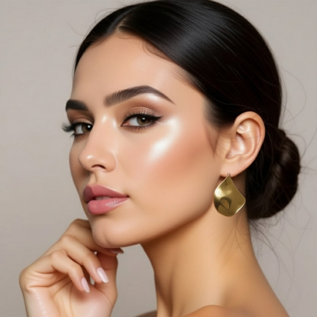 Abstract Gold Studs Earrings