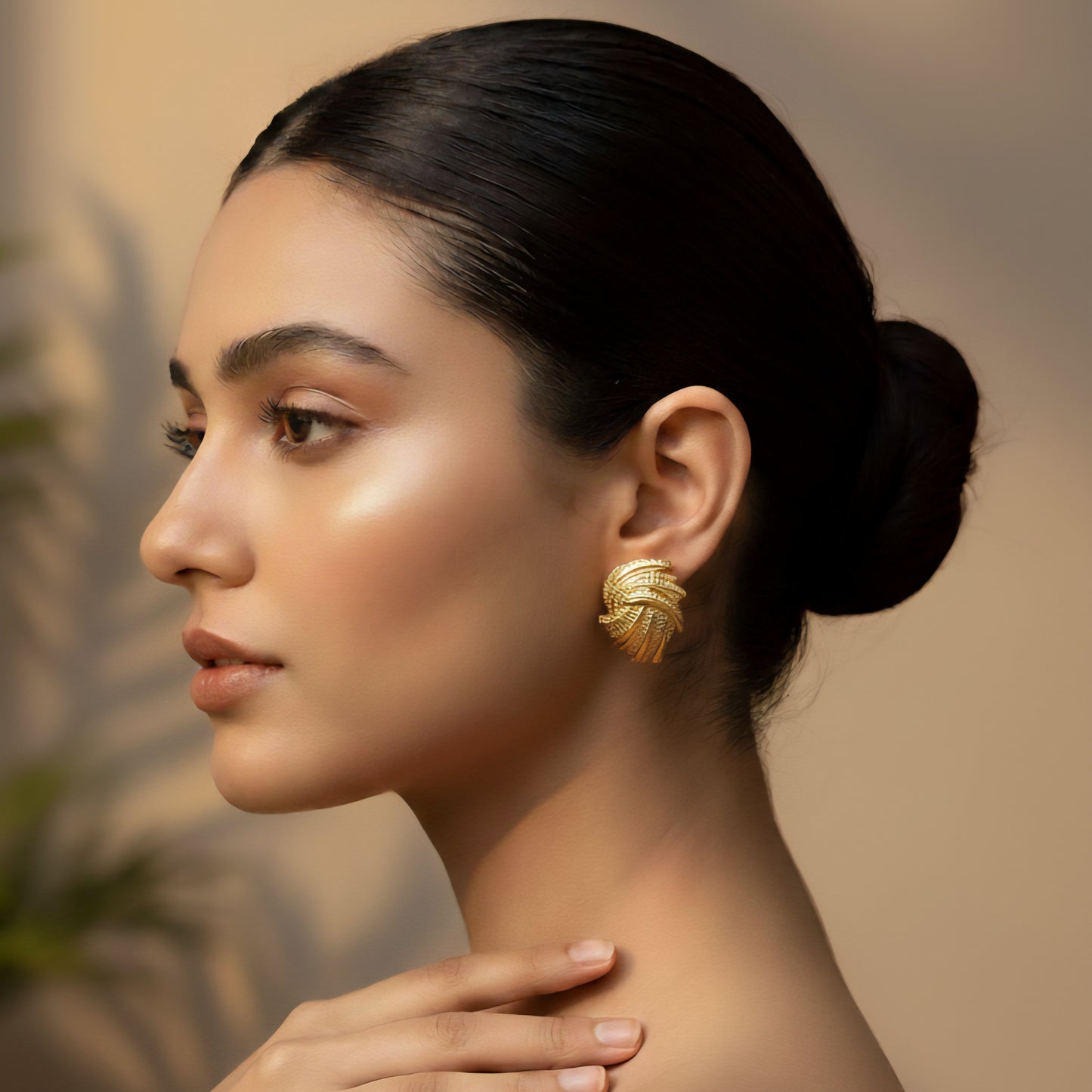 Woven Gold Studs Earrings