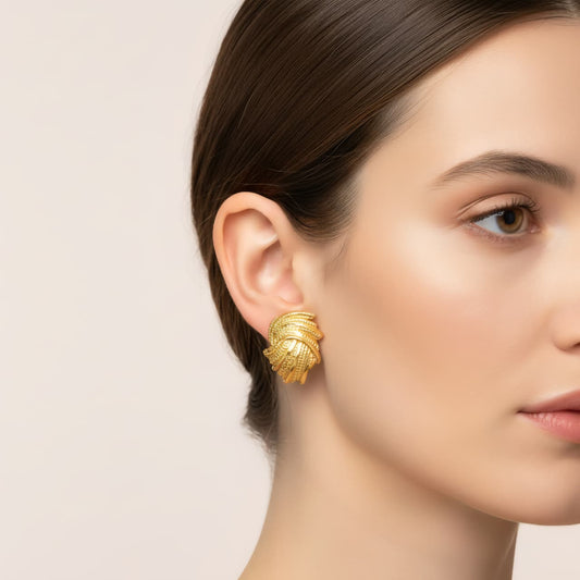 Woven Gold Studs Earrings