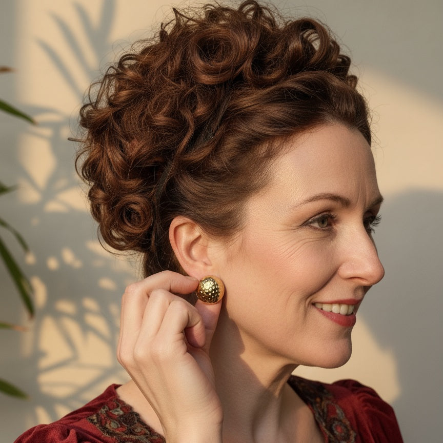 Gold Orb Studs Earrings