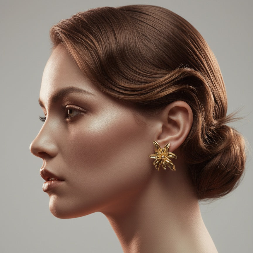 Golden Blossom Studs Earrings