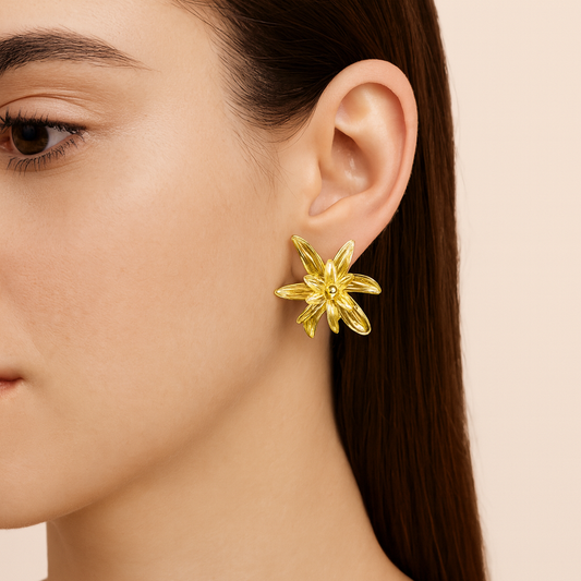 Golden Blossom Studs Earrings