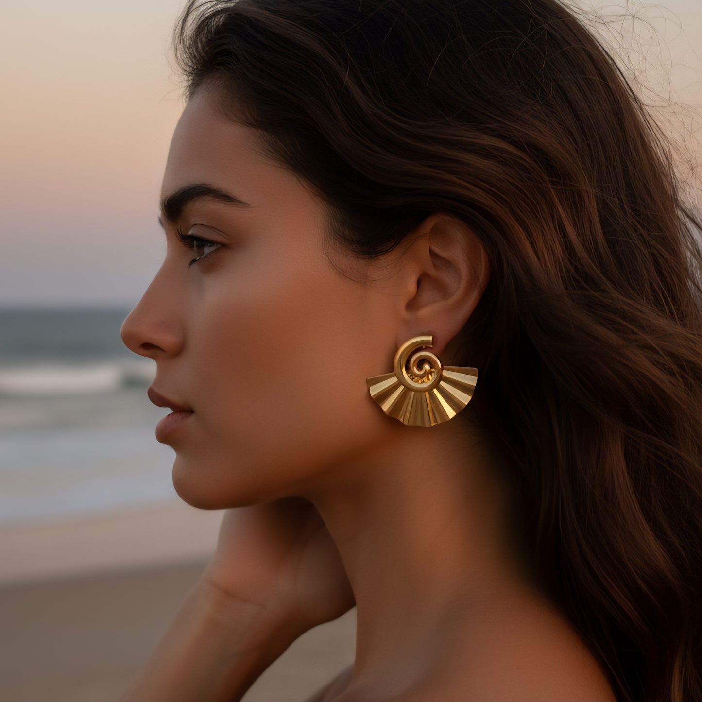 Golden Conch Earrings
