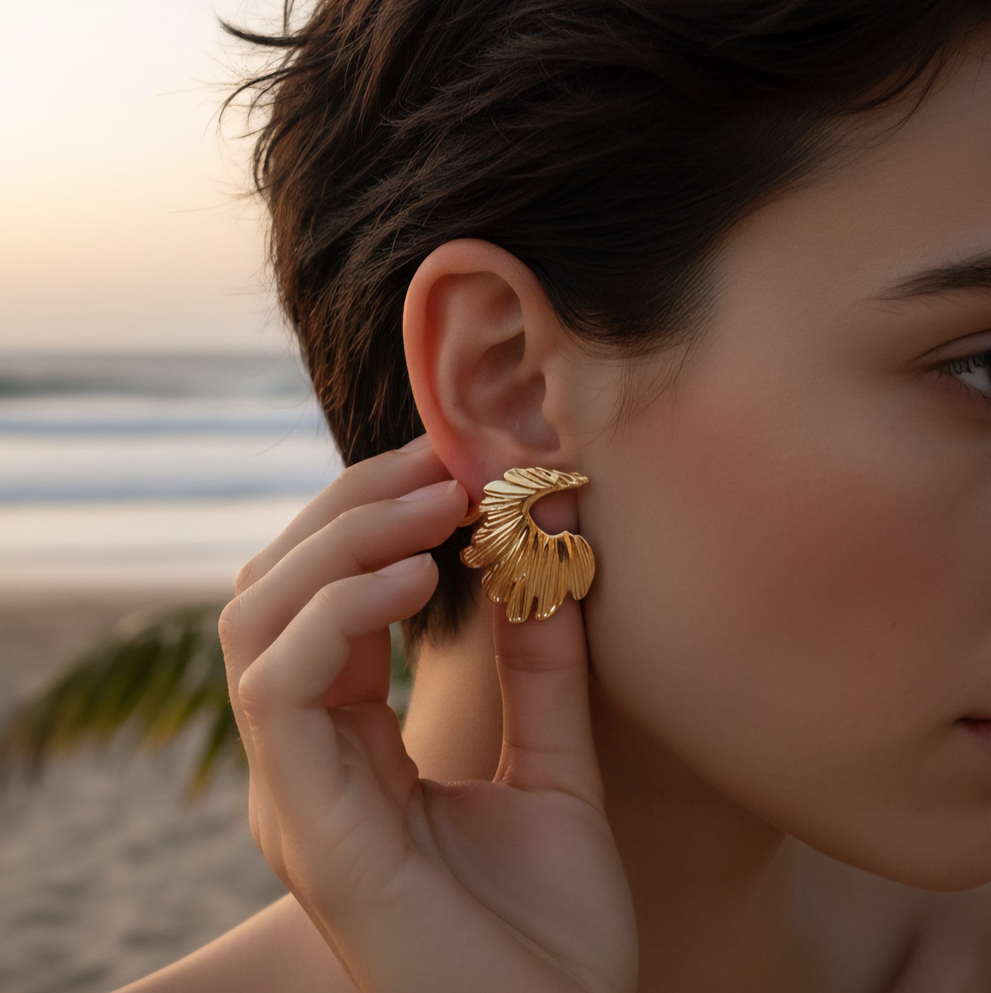 Sculptural Wave Studs Earrings
