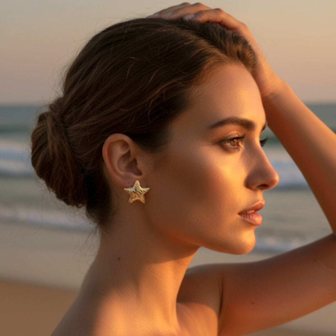 Golden Star Studs Earrings