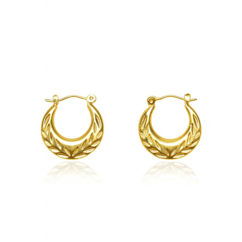 Golden Laurel Hoops Earrings