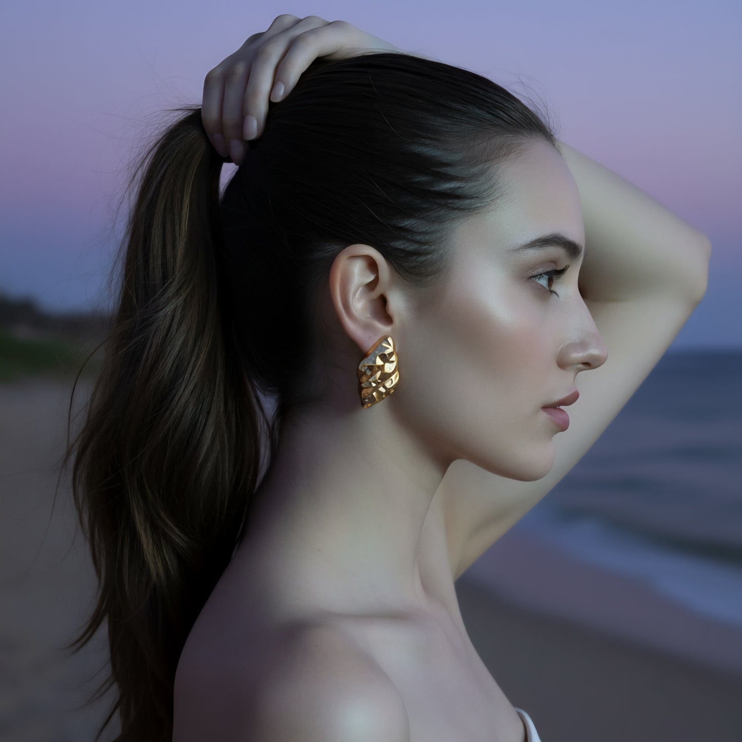 Molten Gold Studs Earrings