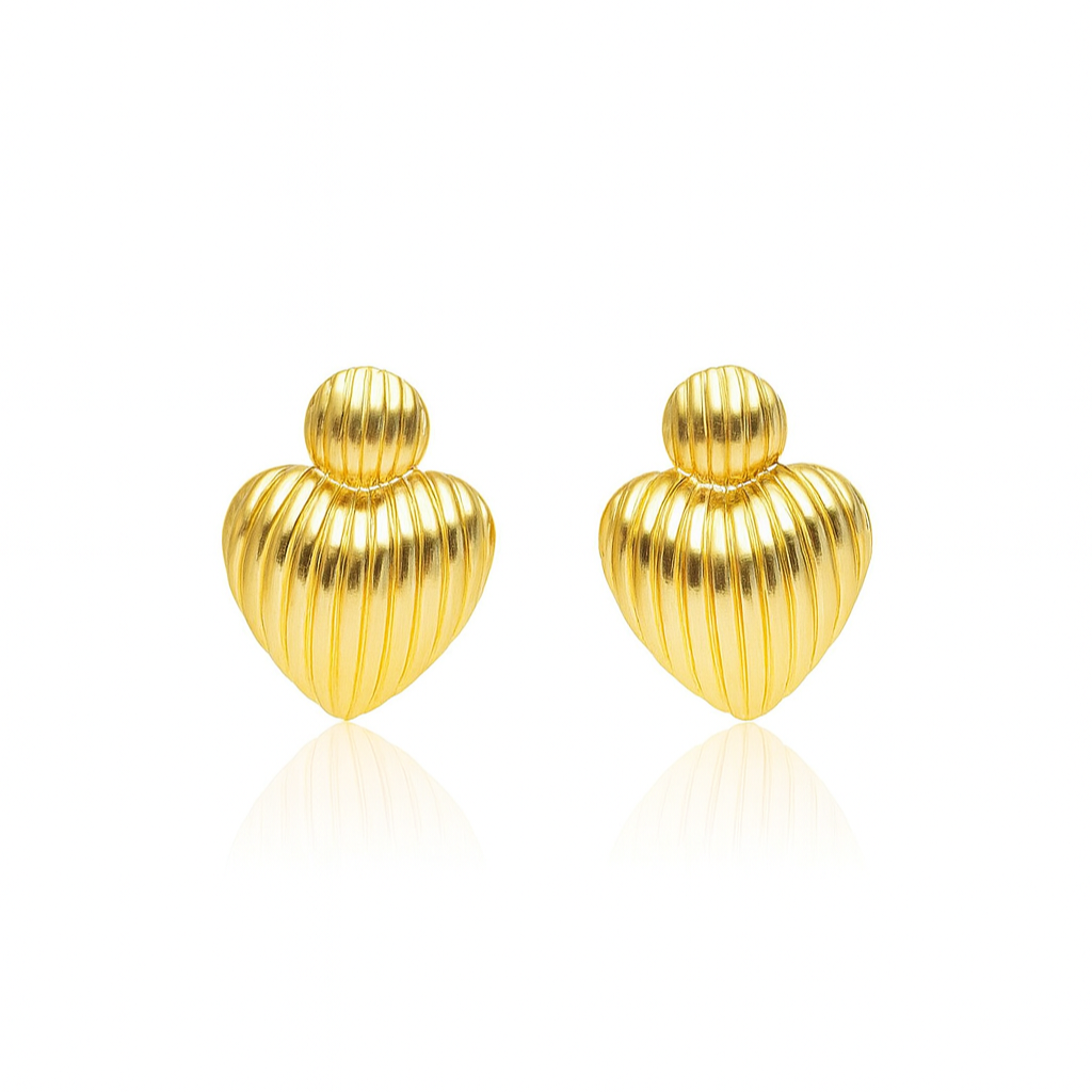 Fluted Heart Earrings