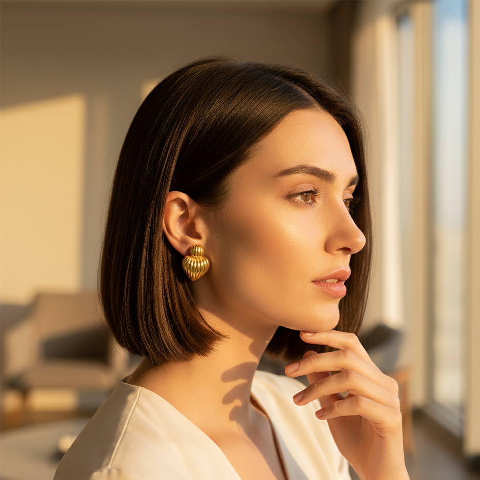 Fluted Heart Earrings