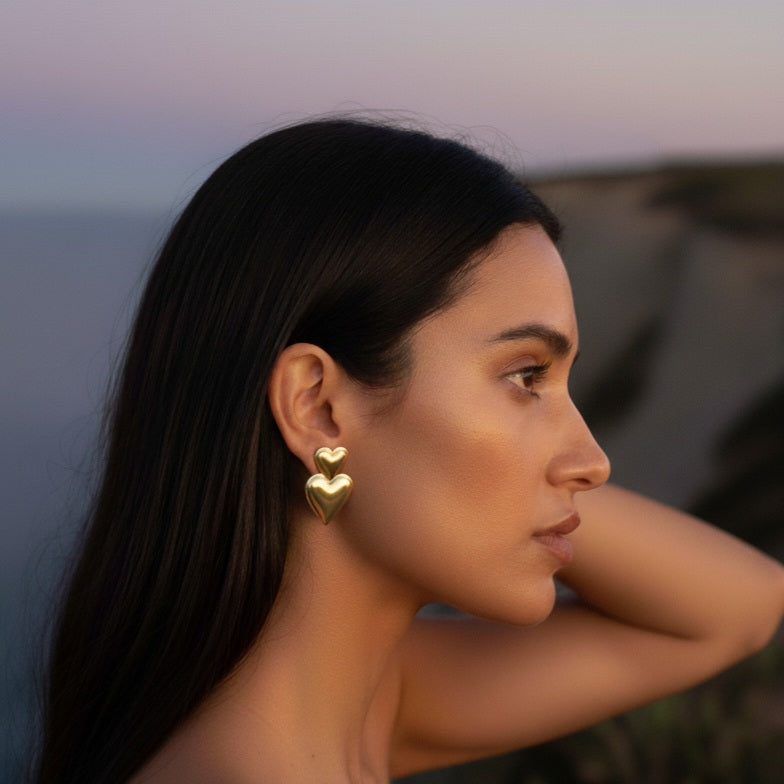 Stacked Heart Studs Earrings