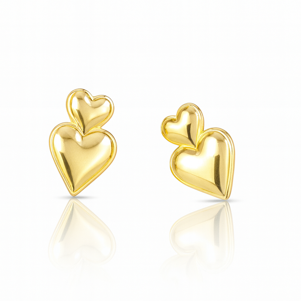 Stacked Heart Studs Earrings