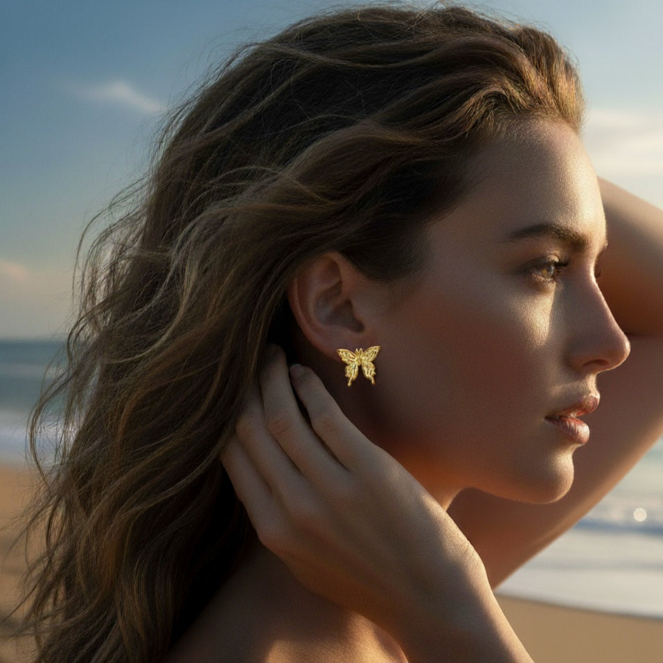 Golden Butterfly Studs Earrings