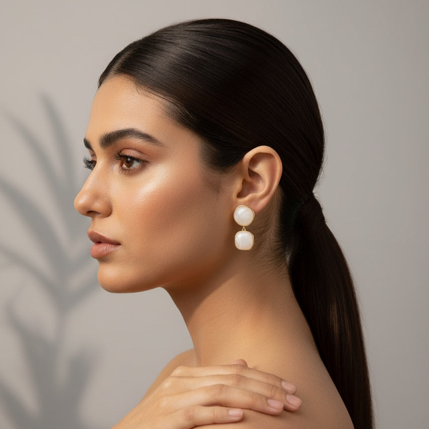 Golden Duo Drops Earrings