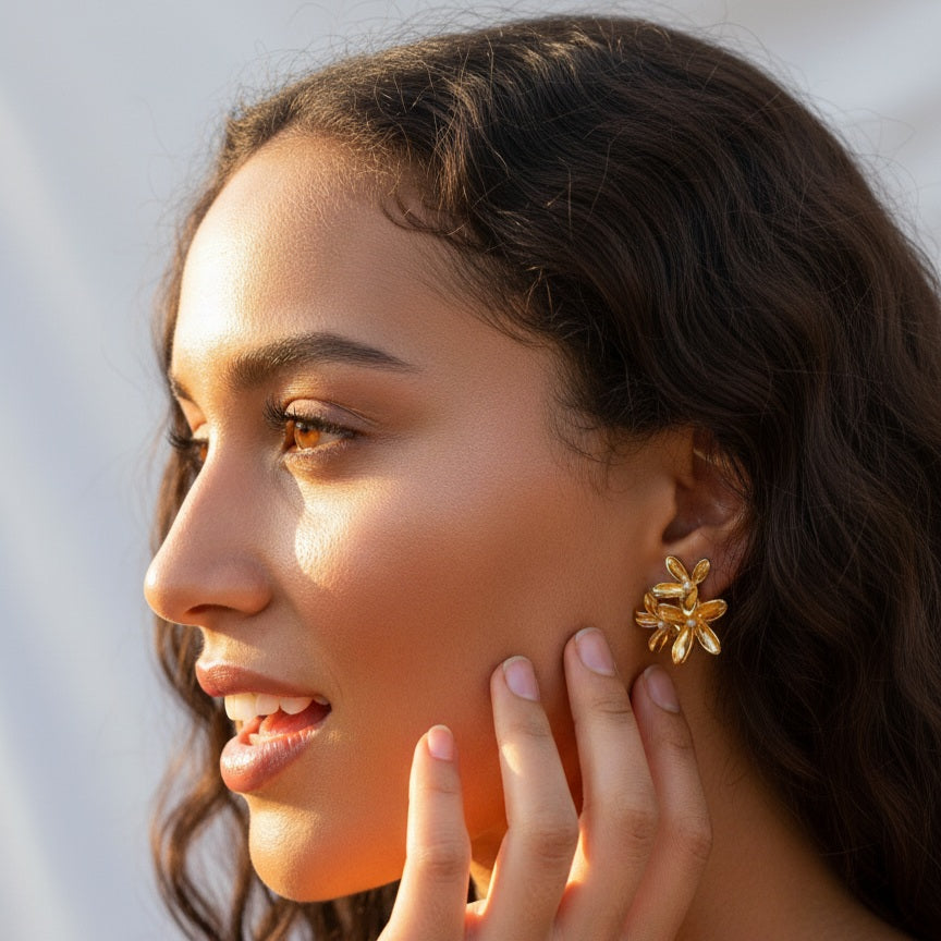Plumeria Blossom Studs Earrings