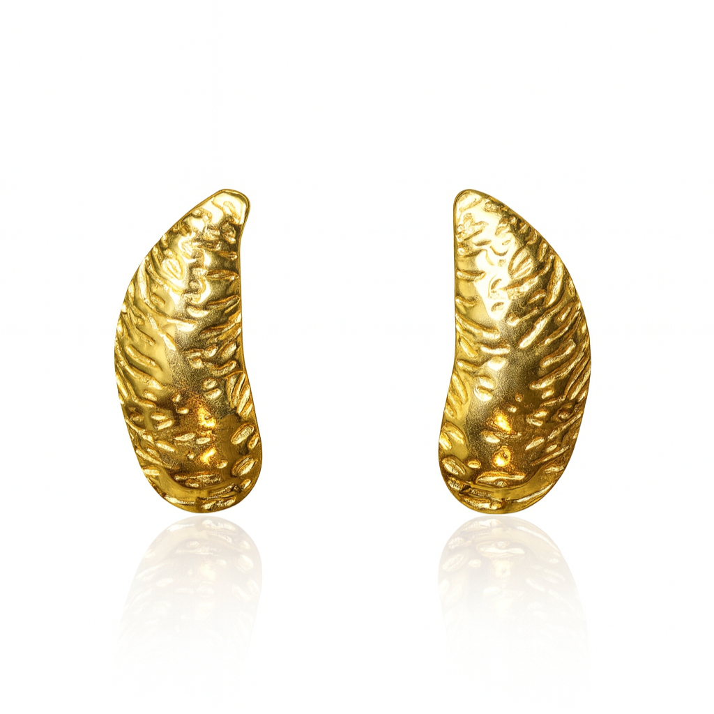 Textured Lunar Studs Earrings