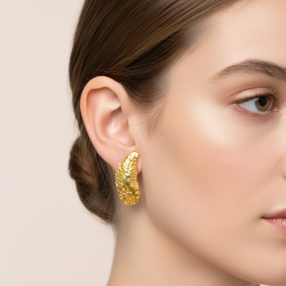 Textured Lunar Studs Earrings