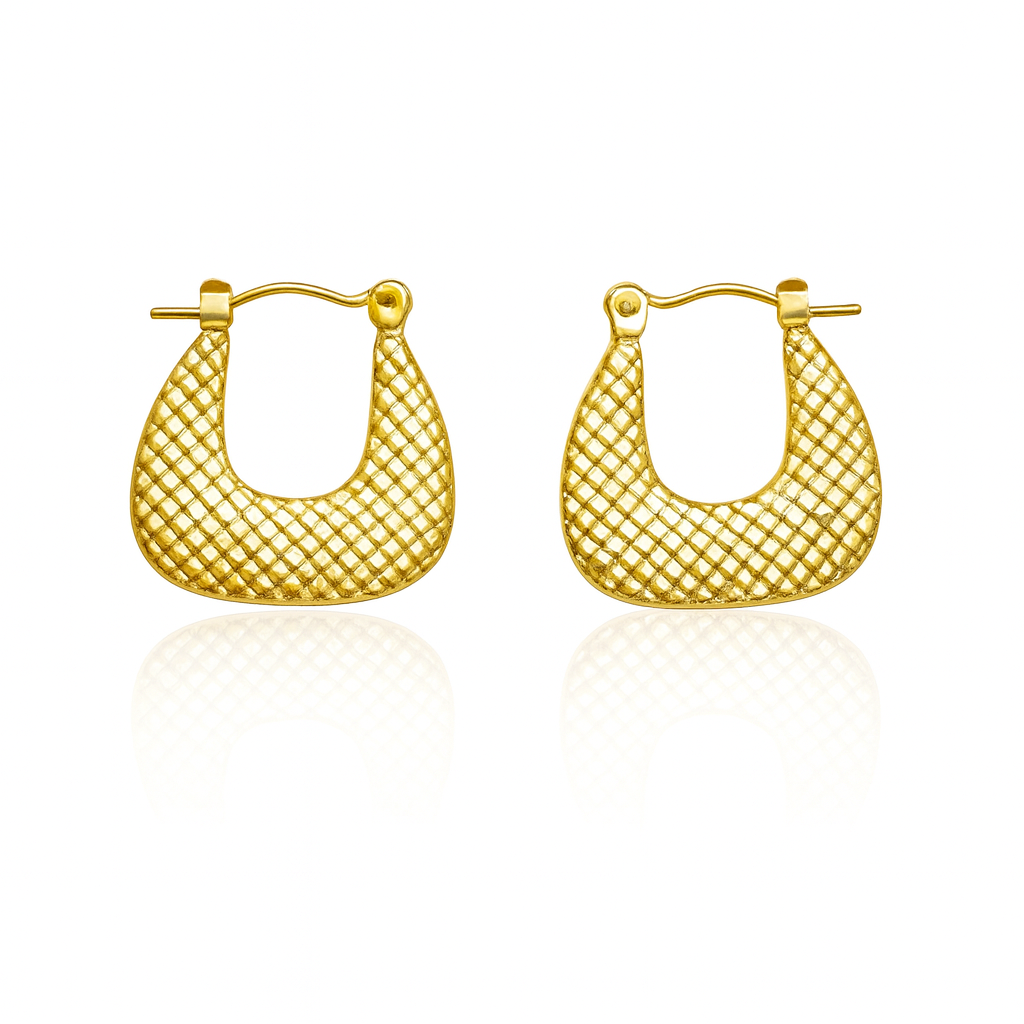 Golden Waffle Hoops Earrings