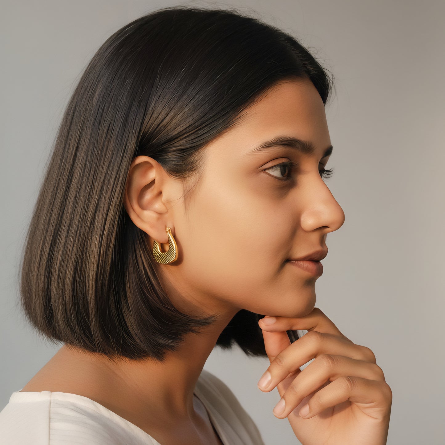 Golden Waffle Hoops Earrings