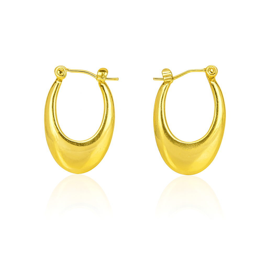 Puffy Oval Hoops Earrings