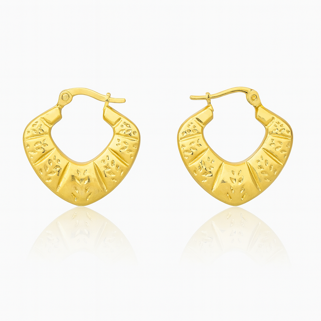 Golden Panel Hoops Earrings