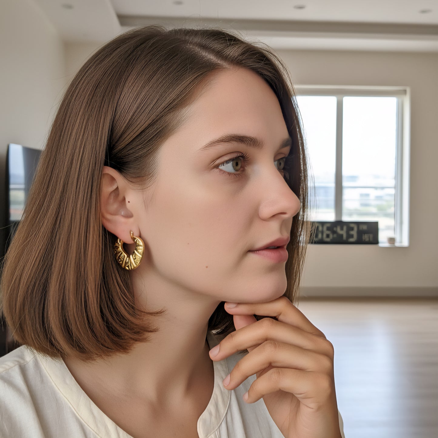 Golden Panel Hoops Earrings