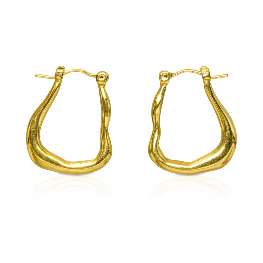 Molten Gold Hoops Earrings