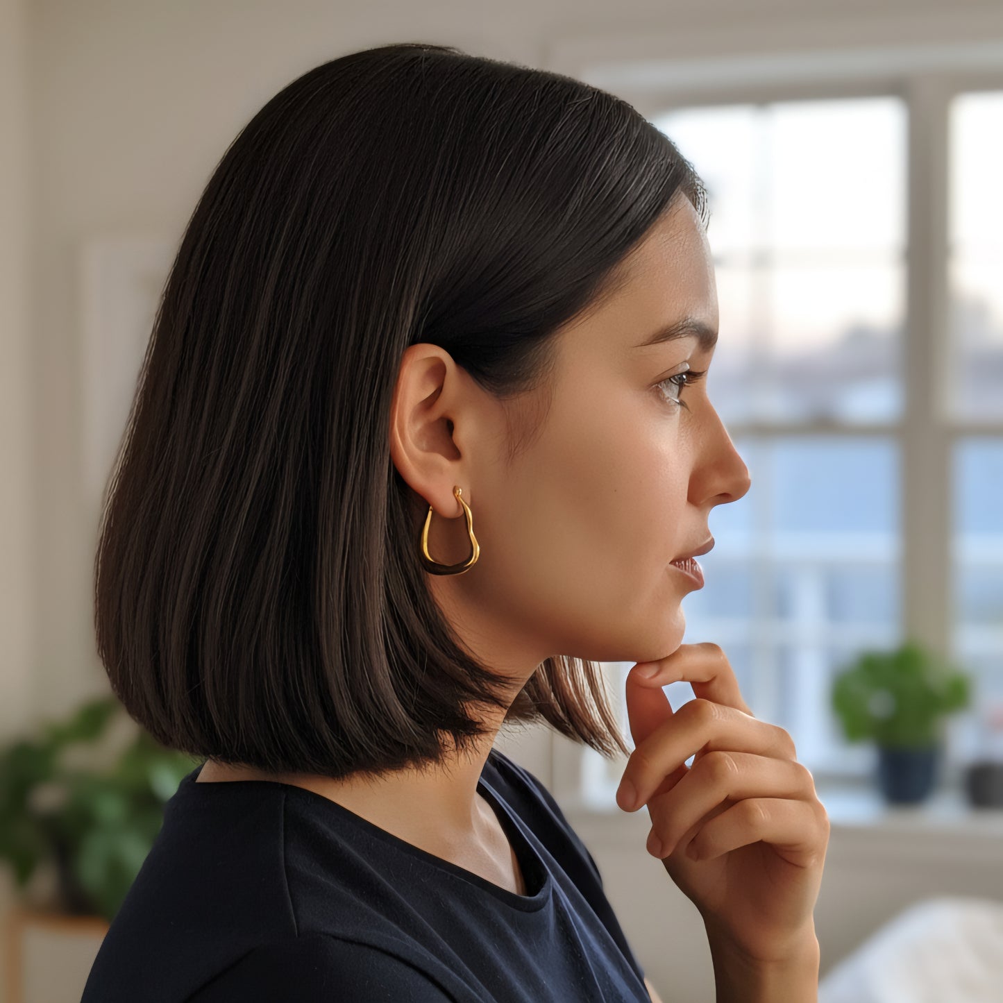 Molten Gold Hoops Earrings
