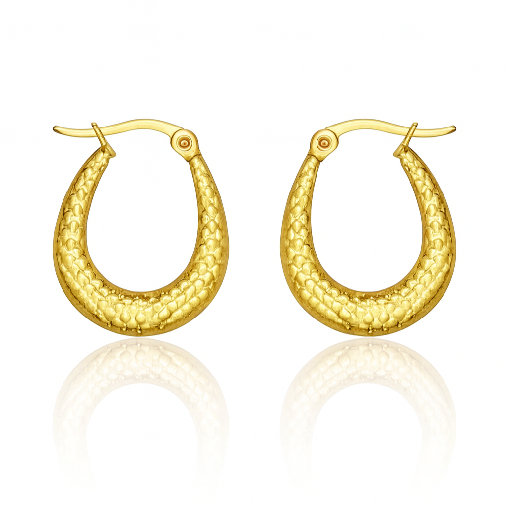 Golden Dragon Scale Hoops Earrings