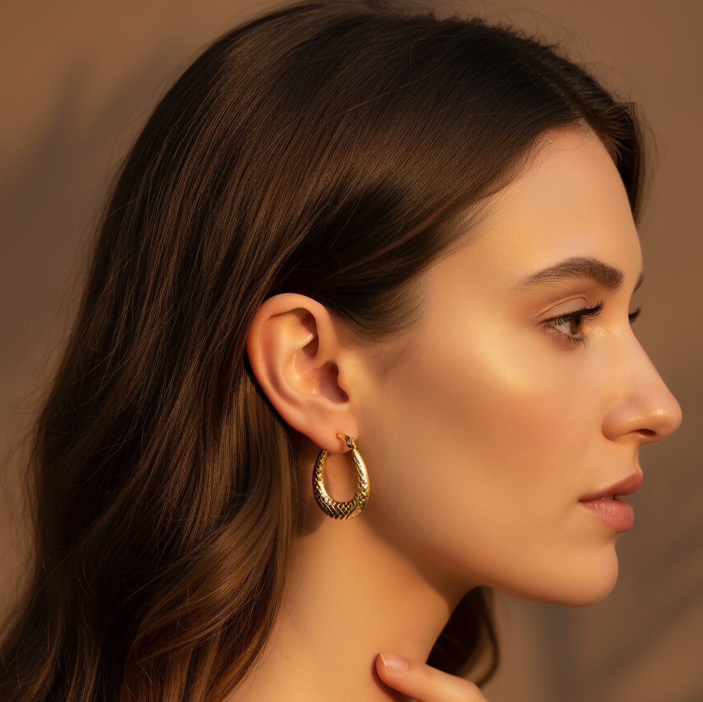 Golden Dragon Scale Hoops Earrings