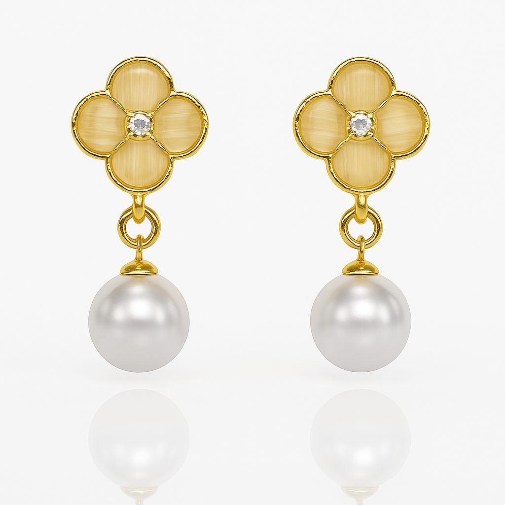 Golden Clover Drop Earrings