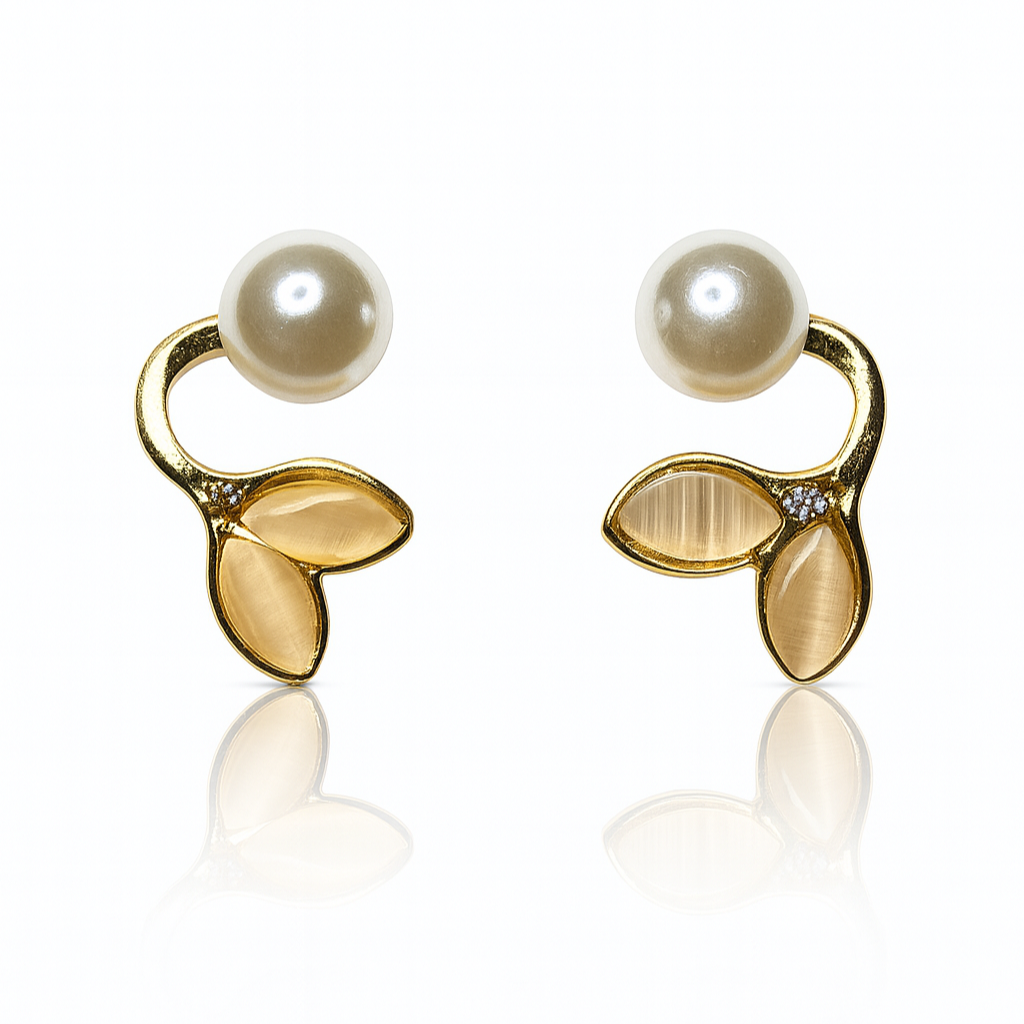 Pearl Vine Leaf Earrings