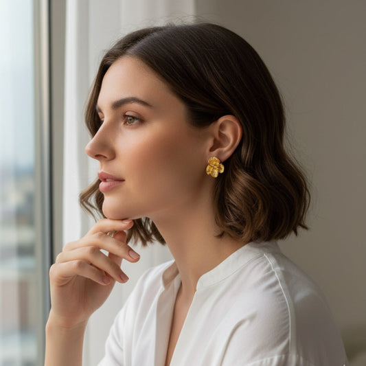 Golden Orchid Earrings