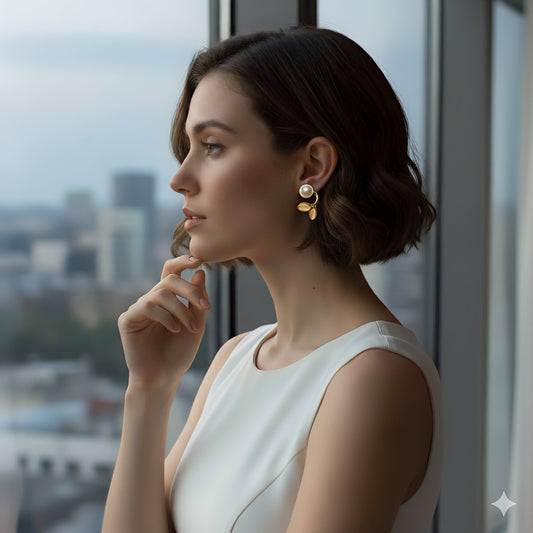 Pearl Vine Leaf Earrings