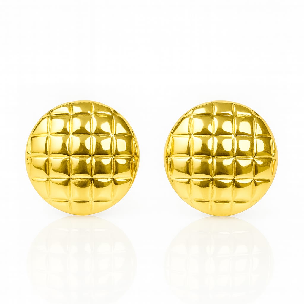 Quilted Gold Disc Earrings
