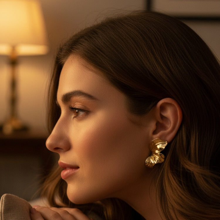 Golden Butterfly Wing Studs Earrings