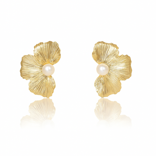 Sculpted Gold Heart Earrings