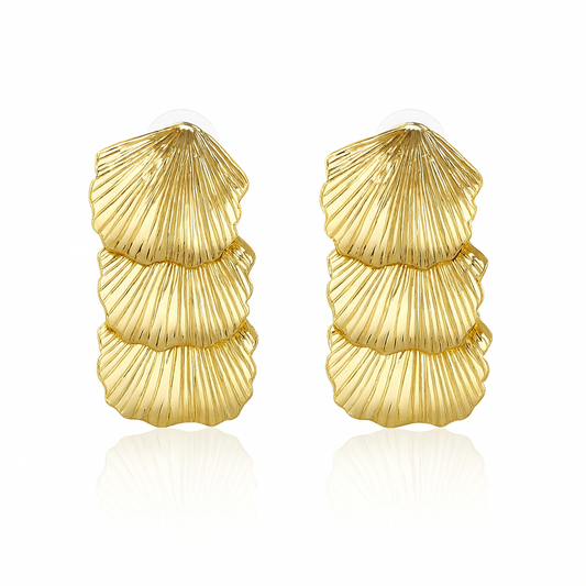 Gold Crinkle Studs Earrings