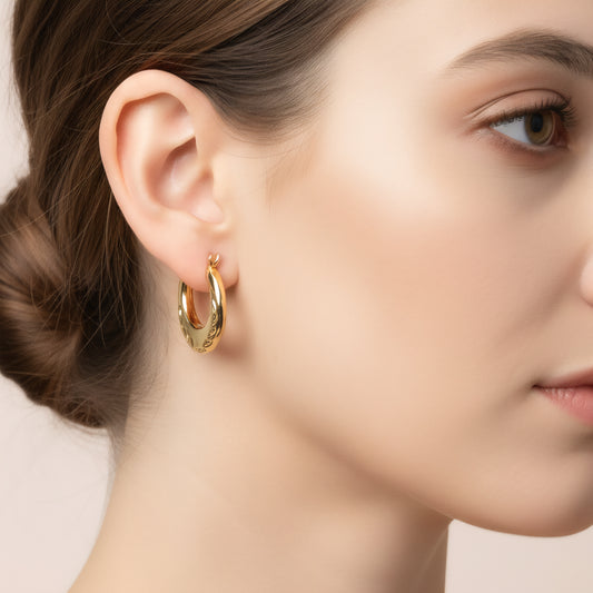 Golden Laurel Hoops Earrings