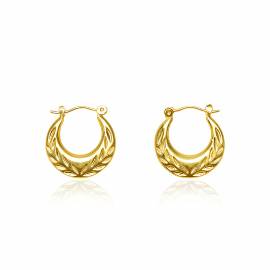 Golden Laurel Hoops Earrings