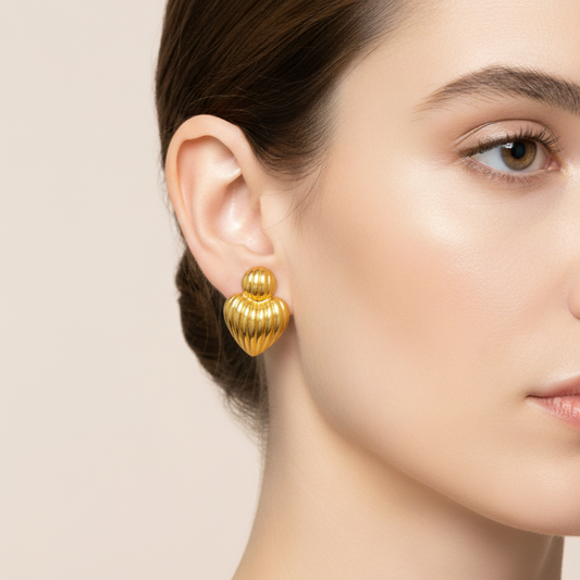 Fluted Heart Earrings
