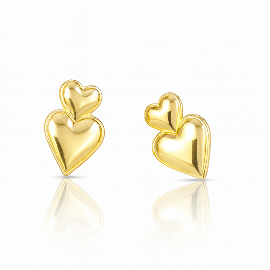Stacked Heart Studs Earrings