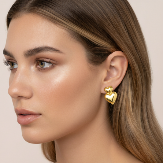 Stacked Heart Studs Earrings