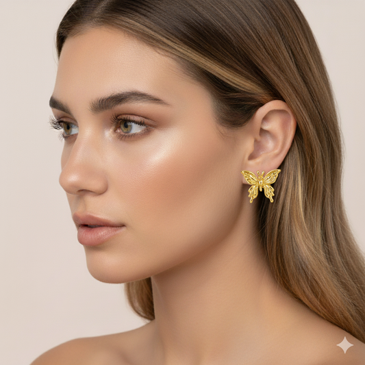 Golden Butterfly Studs Earrings