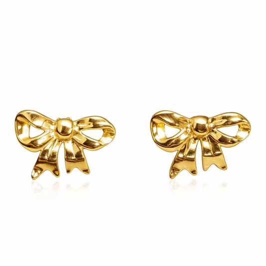 Golden Bow Studs Earrings